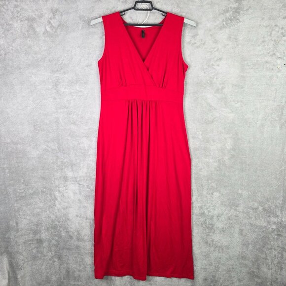 Womens Woosea Red Sleeveless Maxi Dress V Neck Pleated Waist Rayon Blend XXL - Picture 2 of 9